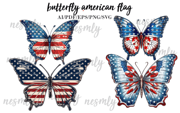 4th of July Butterfly Clipart Review for Embroidery Projects