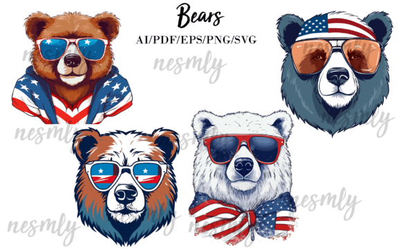 Bear Hat Sunglasses 4th of July Clipart Review for Embroidery Projects