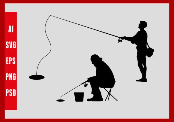 Ice Fishing Silhouette for Embroidery Projects