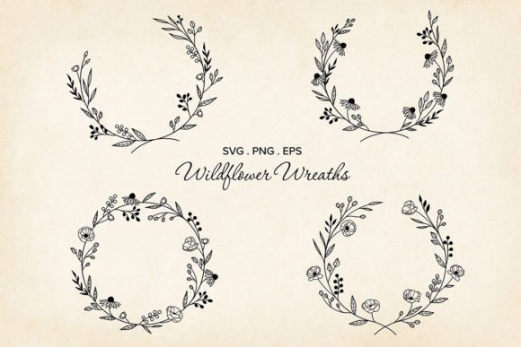 Minimal Wildflower Wreath Bundle for Real Embroidery Projects